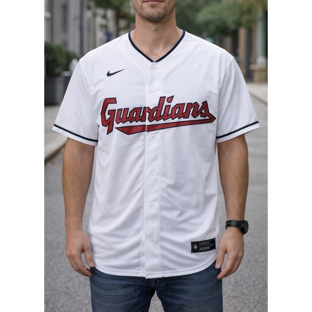 Nike Cleveland Guardians White Button down Jersey Size Large